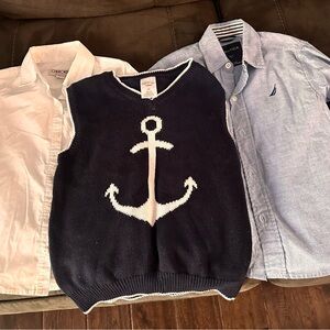 Nautical Anchor Sweater Vest and Two Shirts Bundle Size 4